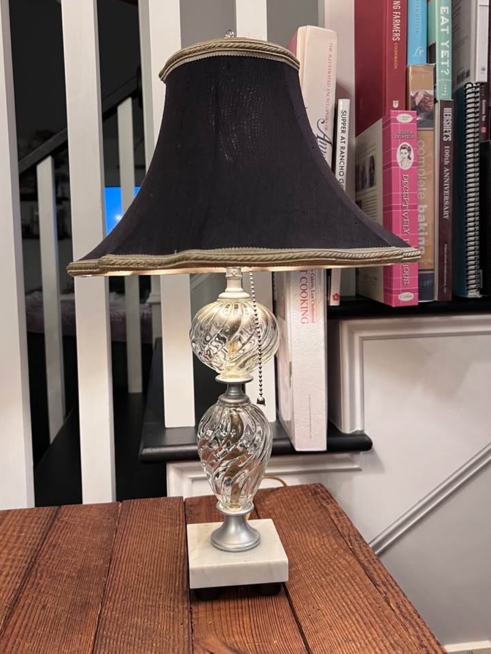 Elegant Grey and Silver Glass Table Lamp